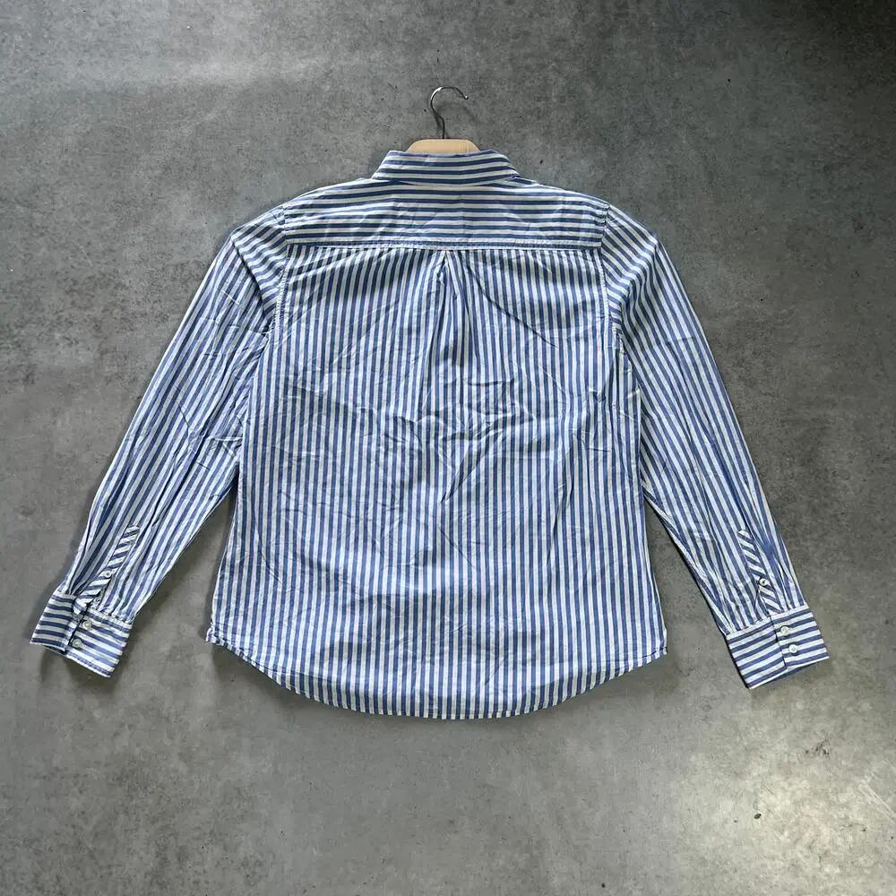 American Eagle Oxford Striped Shirt Womens Size XL Favorite Fit Blue Long Sleeve